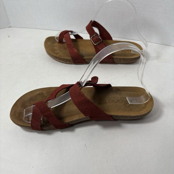 Yokono Sandals Womens Size 8 Flip Flop Red Toe Strappy Leather Cork‎ Adj G1 - Picture 8 of 10